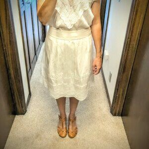 Ann Taylor Silk Cotton Eyelet Skirt Size 18